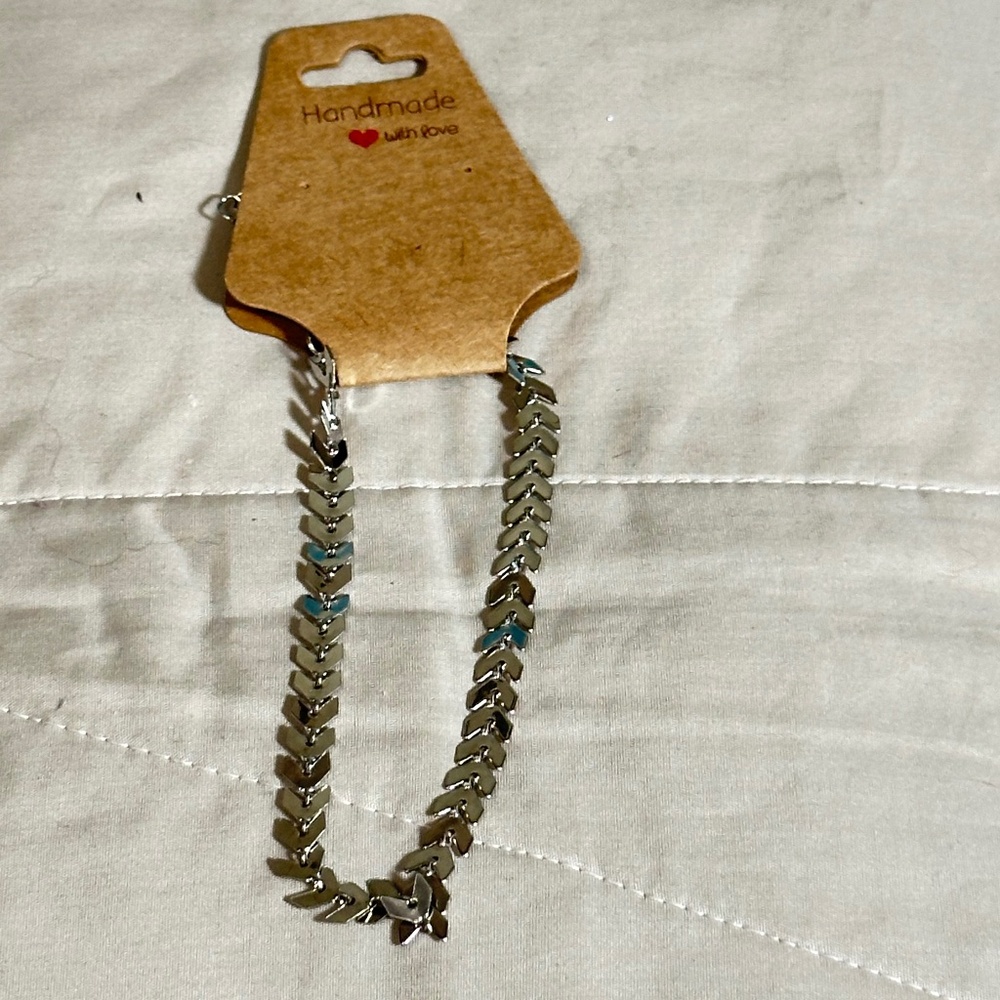 Silver Arrow or Fish Scale link bracelet/anklet w/extension chain